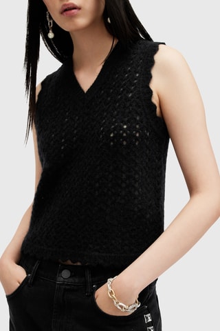 Top em lã e mohair - Preto