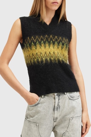 Top regular em lã e alpaca - Preto