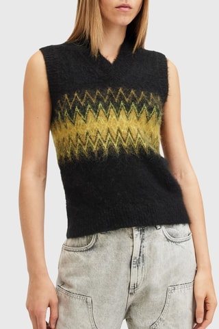 Top regular em lã e alpaca - Preto