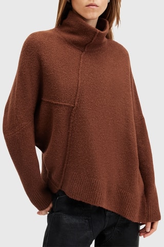 Camisola relaxed em lã e pelos de iaque - Castanho