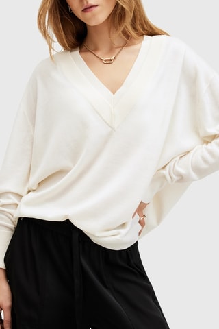 Camisola regular em lã merino - Branco