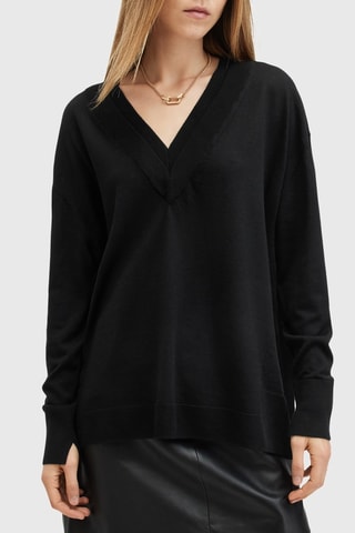 Camisola regular em lã merino - Preto
