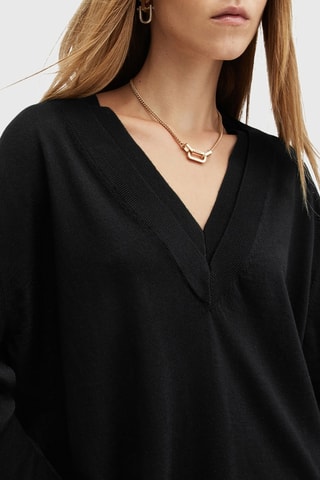 Camisola regular em lã merino - Preto