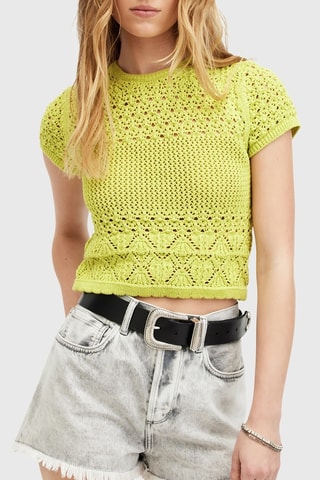 Crop top em algodão biológico - Verde-lima