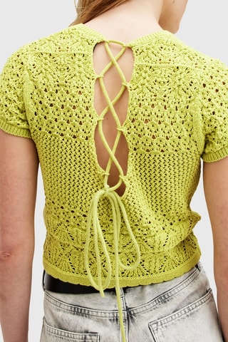 Crop top em algodão biológico - Verde-lima