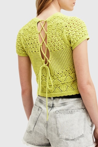 Crop top em algodão biológico - Verde-lima