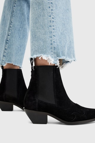 Botins Chelsea em couro - Preto