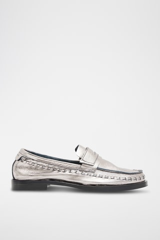 Mocassins em couro - Prateado