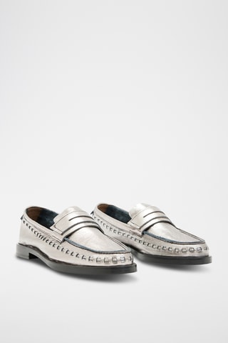 Mocassins em couro - Prateado