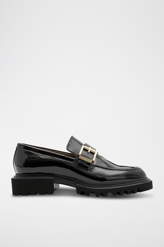 Mocassins com plataforma em couro envernizado - Preto
