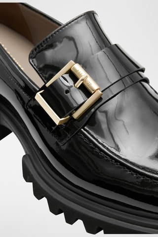 Mocassins com plataforma em couro envernizado - Preto
