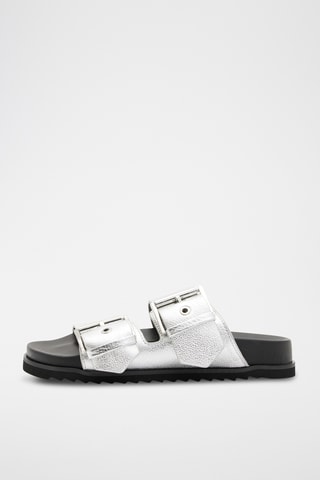 Mules em couro - Prateado