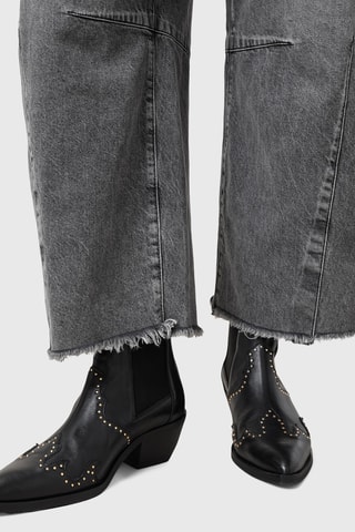 Botins Chelsea em couro - Preto