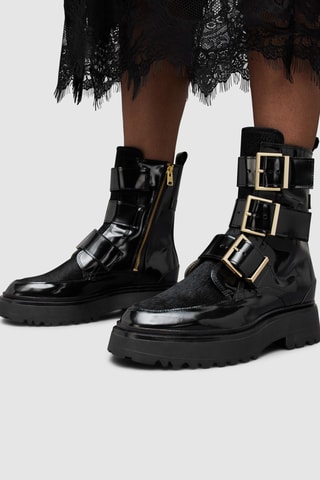 Botins em couro envernizados - Preto