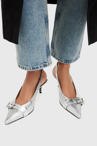 Sapatos de salto em couro - Prateado
