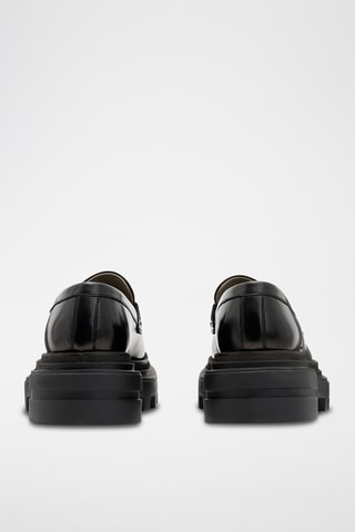 Mocassins com plataforma em couro - Preto