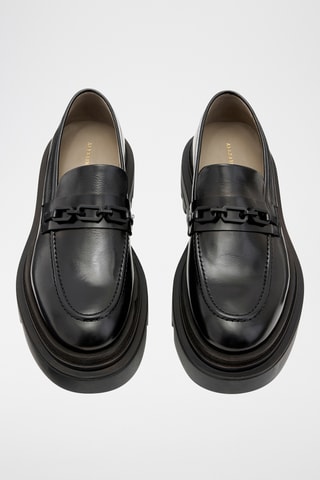 Mocassins com plataforma em couro - Preto