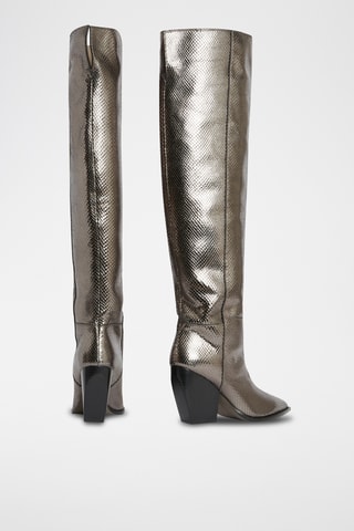 Botas acima do joelho em couro - Prateado