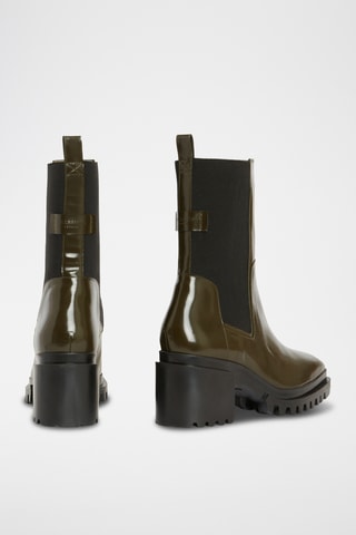 Botins Chelsea em couro - Caqui