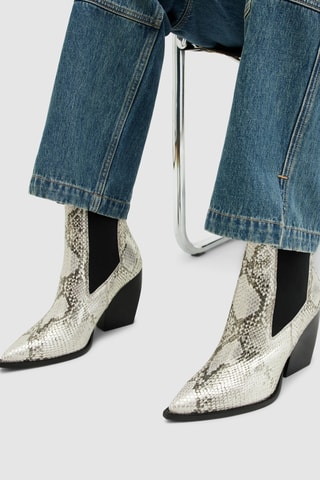 Botins Chelsea em couro - Cinzento