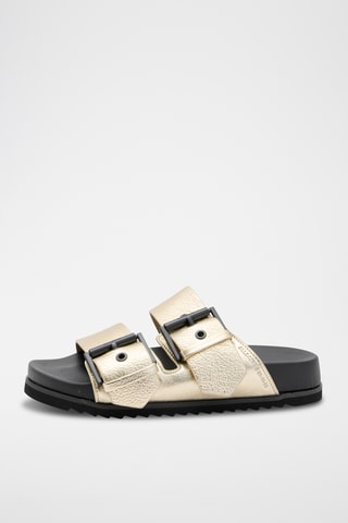 Mules em couro - Dourado