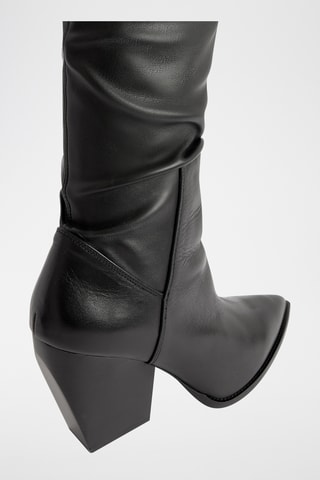 Botas acima do joelho em couro Mindy - Preto