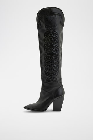 Botas acima do joelho em couro Ellies - Preto