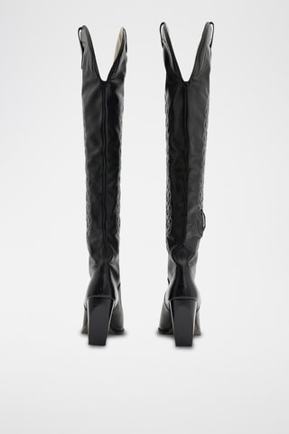 Botas acima do joelho em couro Ellies - Preto