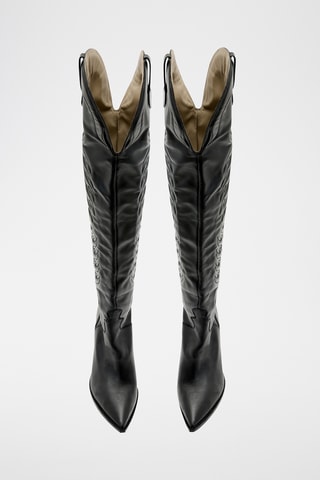 Botas acima do joelho em couro Ellies - Preto