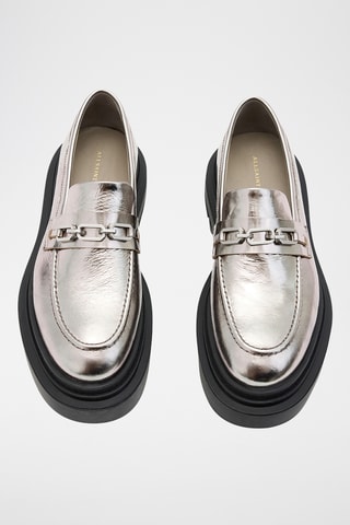 Mocassins com plataforma em couro - Prateado