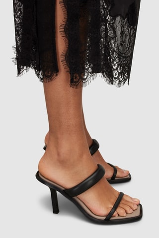 Mules de salto em couro - Preto