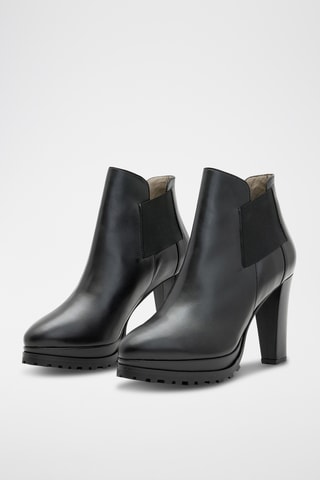 Botins Chelsea em couro - Preto