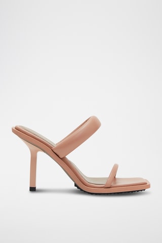 Mules de salto em couro - Rosa