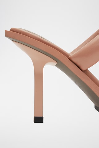 Mules de salto em couro - Rosa