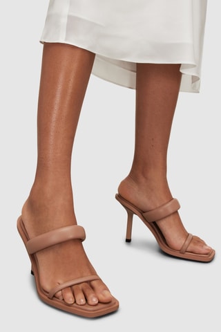 Mules de salto em couro - Rosa