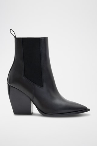 Botins Chelsea em couro - Preto