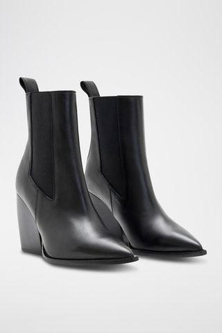 Botins Chelsea em couro - Preto