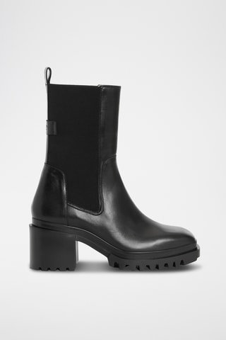 Botins Chelsea em couro - Preto
