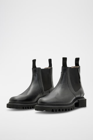 Botins Chelsea em couro - Preto