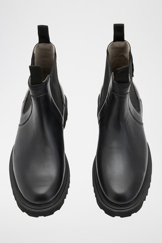 Botins Chelsea em couro - Preto
