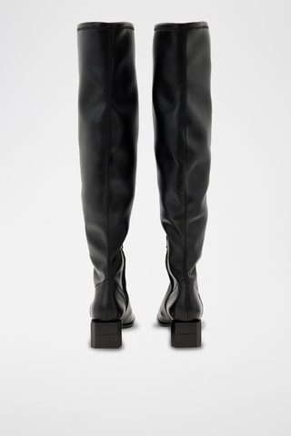 Botas acima do joelho em couro - Preto
