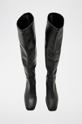 Botas acima do joelho em couro - Preto