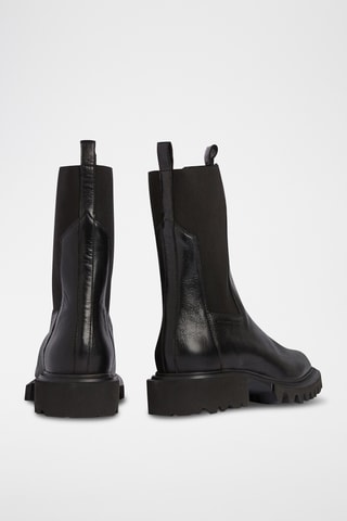 Botins Chelsea em couro - Preto