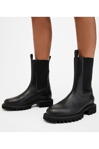 Botins Chelsea em couro - Preto