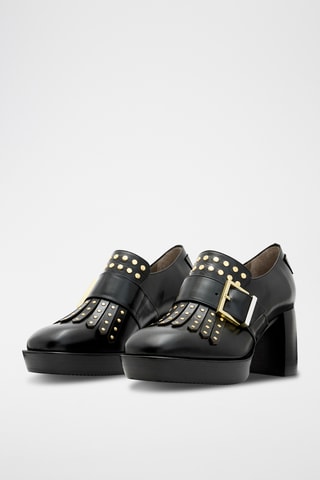 Mocassins de salto em couro - Preto