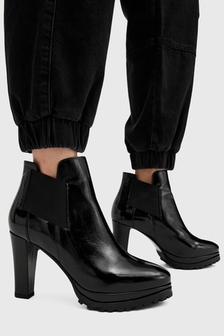 Botins Chelsea em couro envernizado - Preto