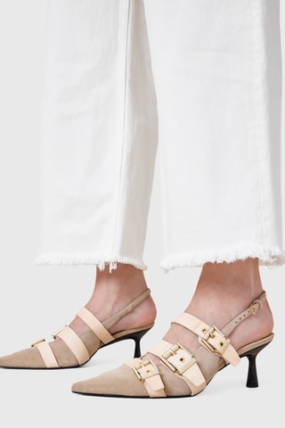 Sapatos de salto em couro - Bege
