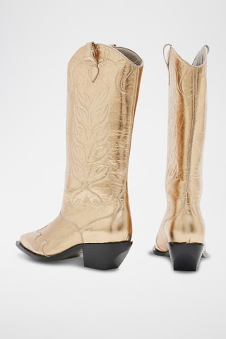 Botins em couro - Dourado
