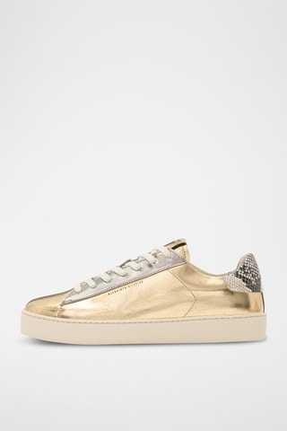 Sapatilhas com plataforma em couro - Dourado