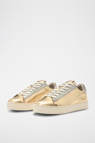 Sapatilhas com plataforma em couro - Dourado